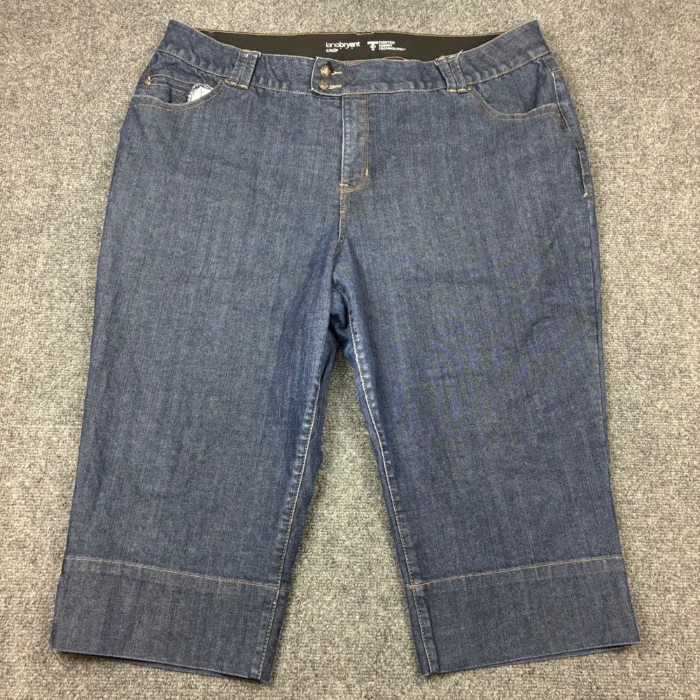 Lane Bryant Tighter Tummy Technology Dark Denim Crop Pants Womens Size 26 Capris
